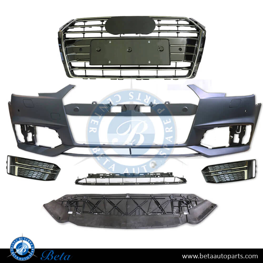 Front Bumper assembly with PDC and Washer for Audi A4 S-Line 2016-up models, Part Number 8W0807065K Front Bumper assembly with PDC and Washer for Audi A4 S-Line 2016-up models, Part Number 8W0807065K